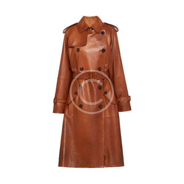 Leather trench coat